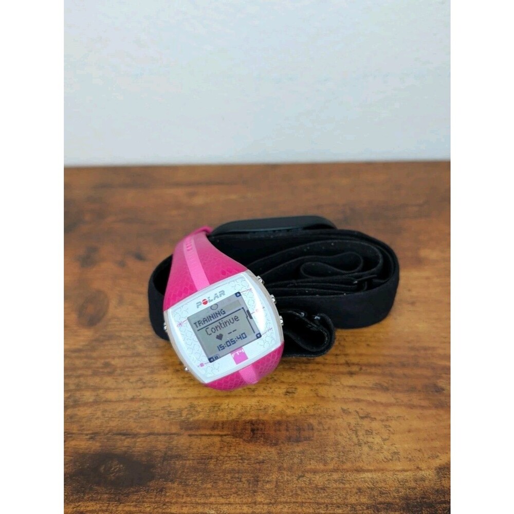 Polar FT4 Heart Rate Pink Watch & Sensor Chest Strap Tested, New Batteries